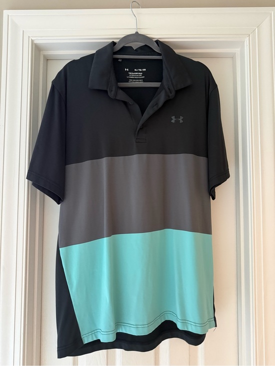 Under Armour Other - Under Armour Men’s Black/Gray/Turquoise Colorblock Polo